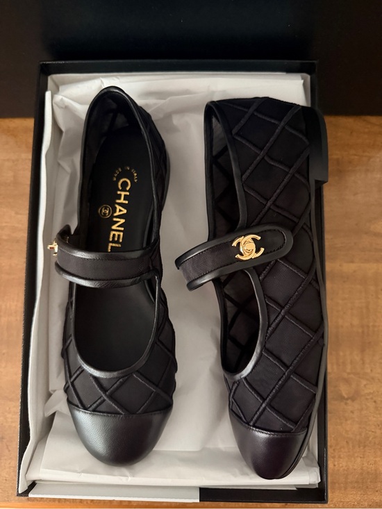 CHANEL Shoes - CHANEL Black Quilted Mary Jane Flats with Gold CC